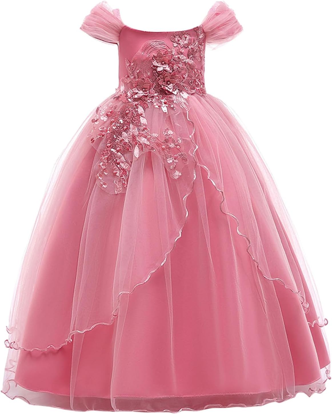 Robe Fille Princesse Tulle Velours Polaire - Robe Chaude Manches Longues 1-6 Ans, Fête, Baptême