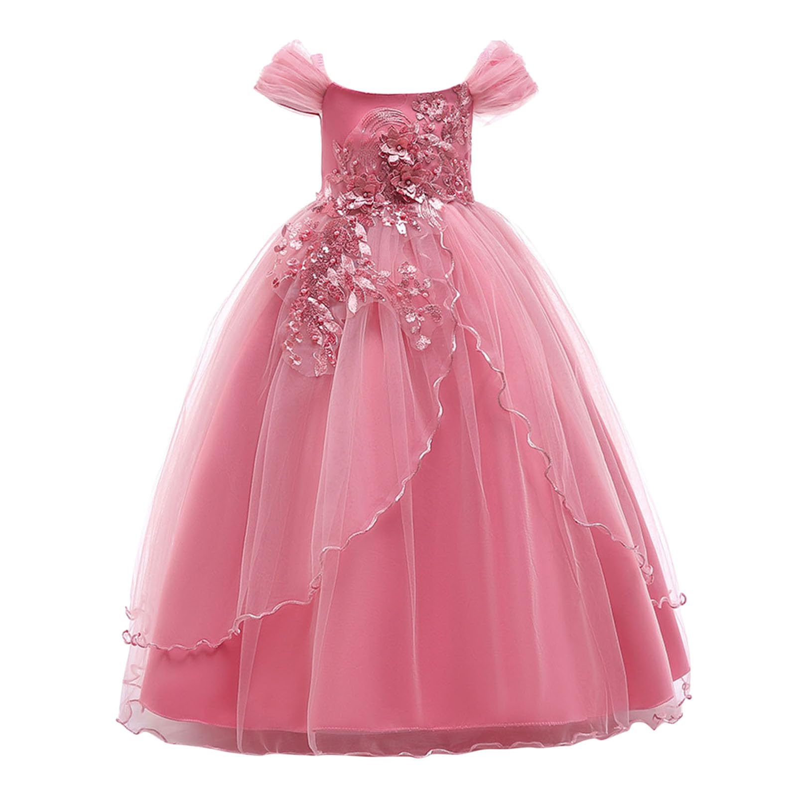 Cokbyavla Sleeveless Birthday Party Sundress with Bow Belt,Dresses for Teens Pink Flower Girl Dresses 6 Year Old Dresses for Girls Tween Dresses Summer White Graduation Dress for Girls Vintage