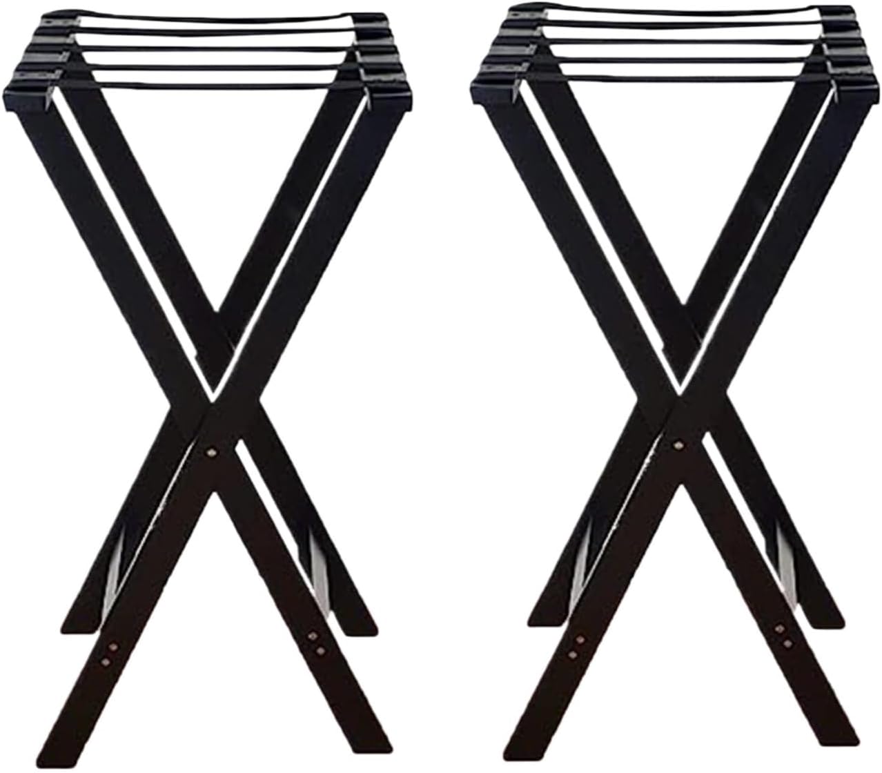 Foldable Suitcase Stand 2 Pack Luggage Rack Wood Stand Shelf Storage for Hotel Home Bedroom for Guest Room(Black)