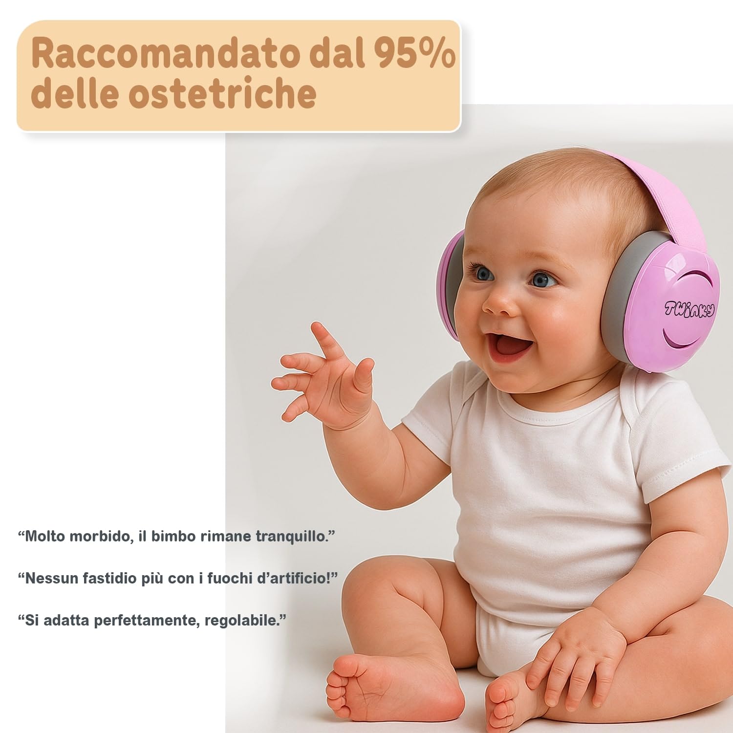 Twinky Cuffie Antirumore per Neonati e Bambini 0–36 Mesi – Cuffie Protettive Regolabili e Confortevoli – Baby Ear Muffs per Protezione dell’Udito e Sonno Migliore