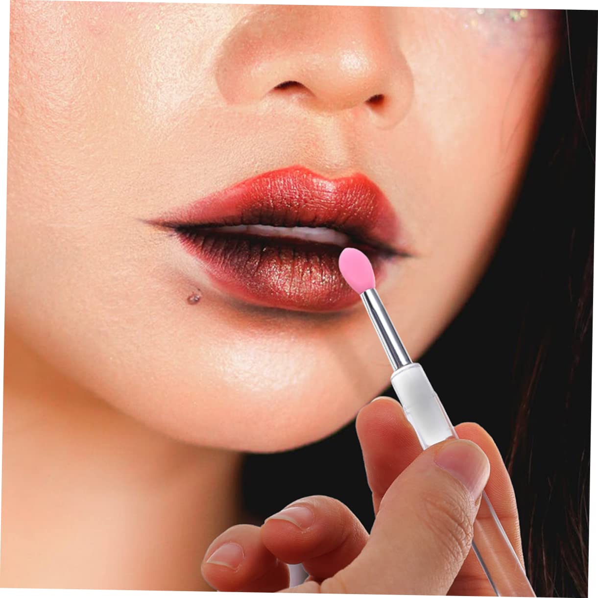 Baluue Convenient Lipstick Brush Applicator 6 Pack Silicone Lip Applicators Cap Easy to Carry Cle