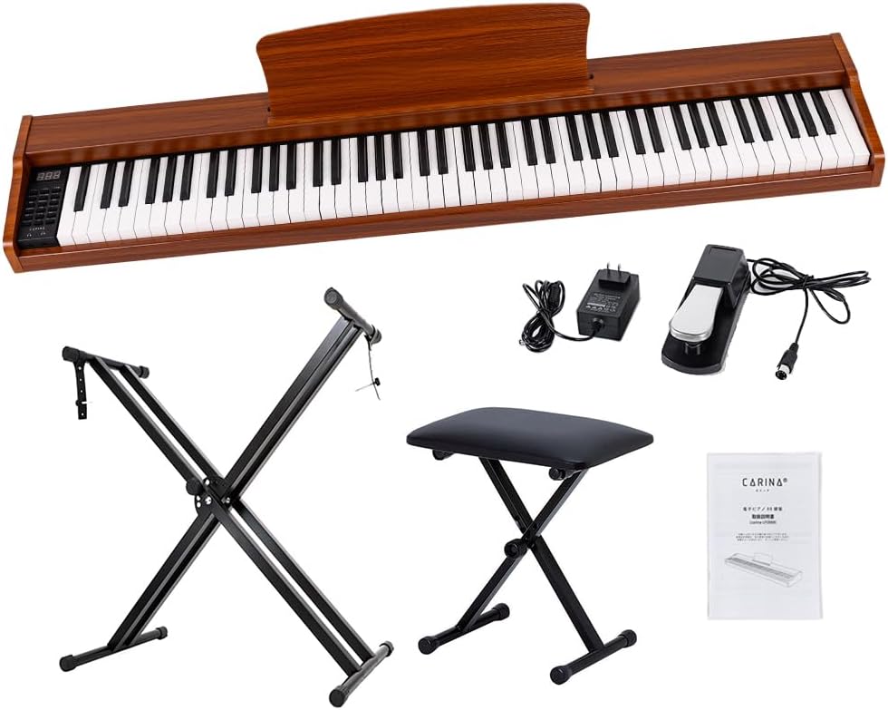 Carina 電子ピアノ 88鍵盤 キーボード 木製デザイン ピアノスタンド
