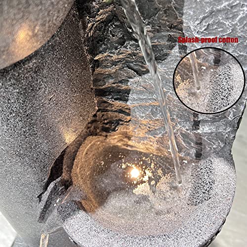 SERBILHOME Garden Fountains Outdoor Water Fountain -39.76" Modern Waterfall Fountain Indoor Floor Standing with Led Lights Pump for Small Porch Home, Deck, Garden Art Décor