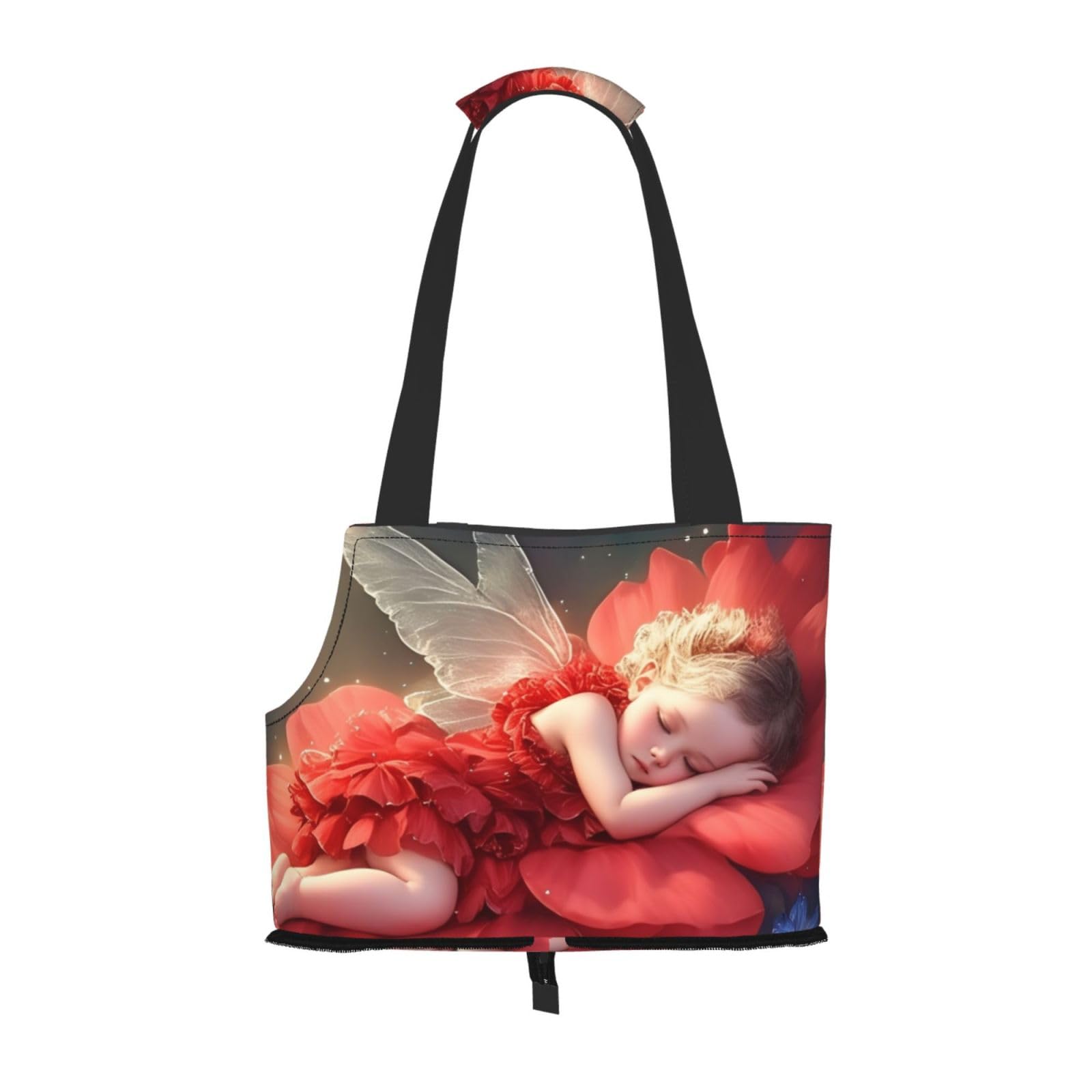 Fairy Sleeping On Giant Flower Pet Sling Carrier for Small Dog Cats Puppy Portable Tote Bag Pouch for Outdoor Travel Hiking