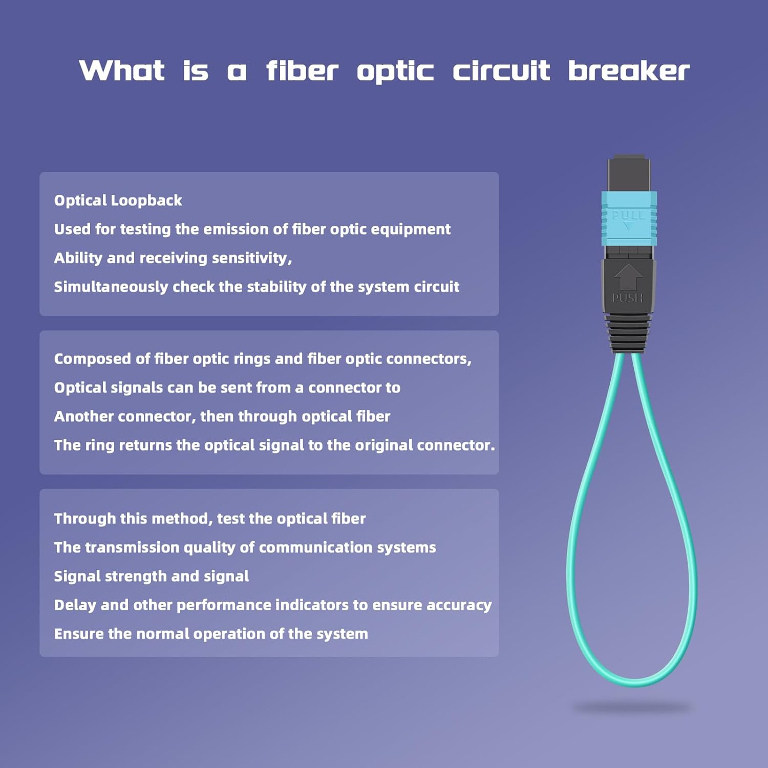 MPO/UPC Fiber Optic Loopback Tester Cable,OM3 Multimode - 50/125μm MPO/24 Core Female, Fiber Optic Loopback Plug Adapter, for Testing Applications