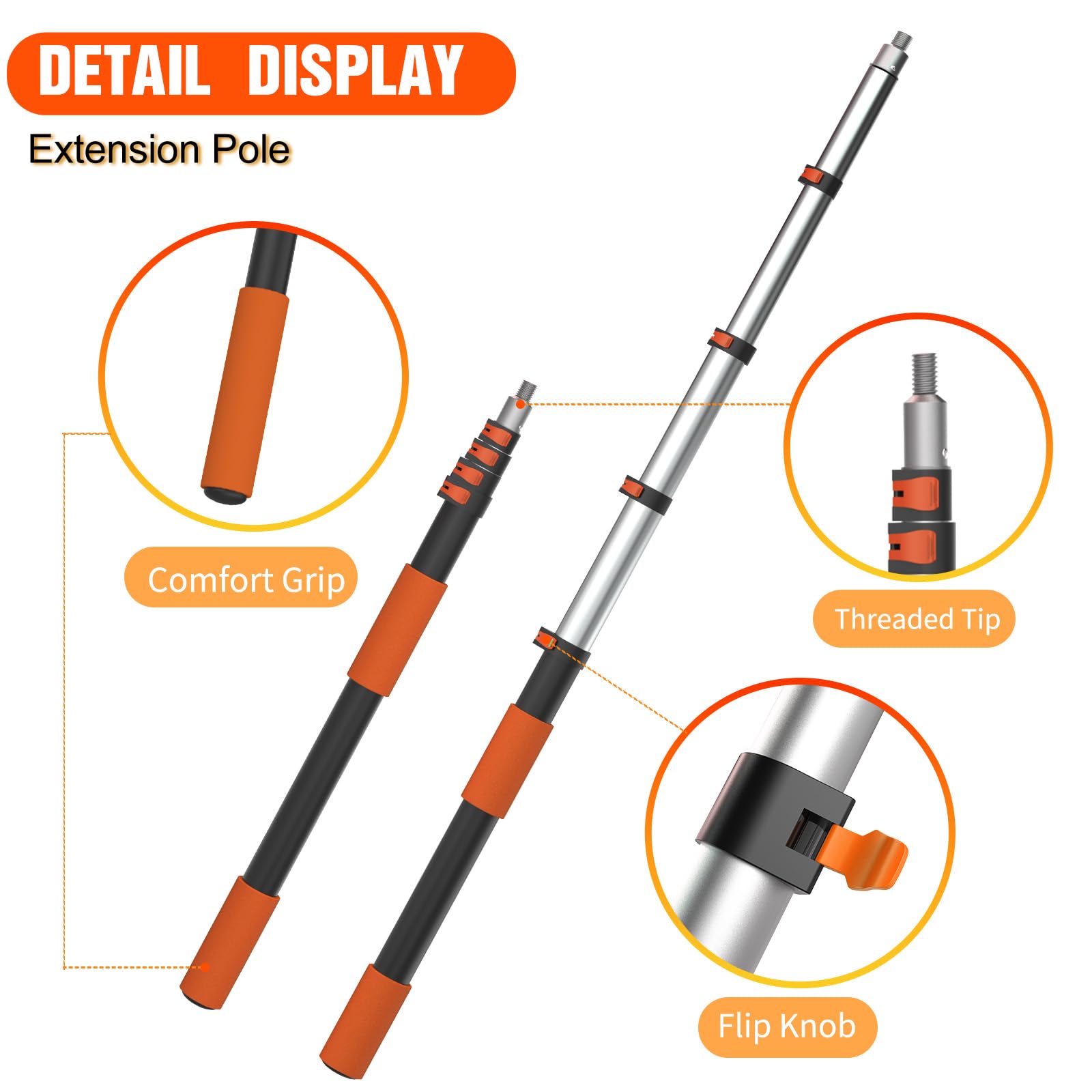 Amazon.com: LAANPOLE Telescoping Pole, 5-20FT Aluminum Extension Pole(26FT Reach), Multi-Purpose Paint Roller for Painting, Dusting and Cleaning : Tools & Home Improvement Amazon.com: LAANPOLE Telescoping Pole, 5-20FT Aluminum Extension Pole(26FT Reach), Multi-Purpose Paint Roller for Painting, Dusting and Cleaning : Tools & Home Improvement