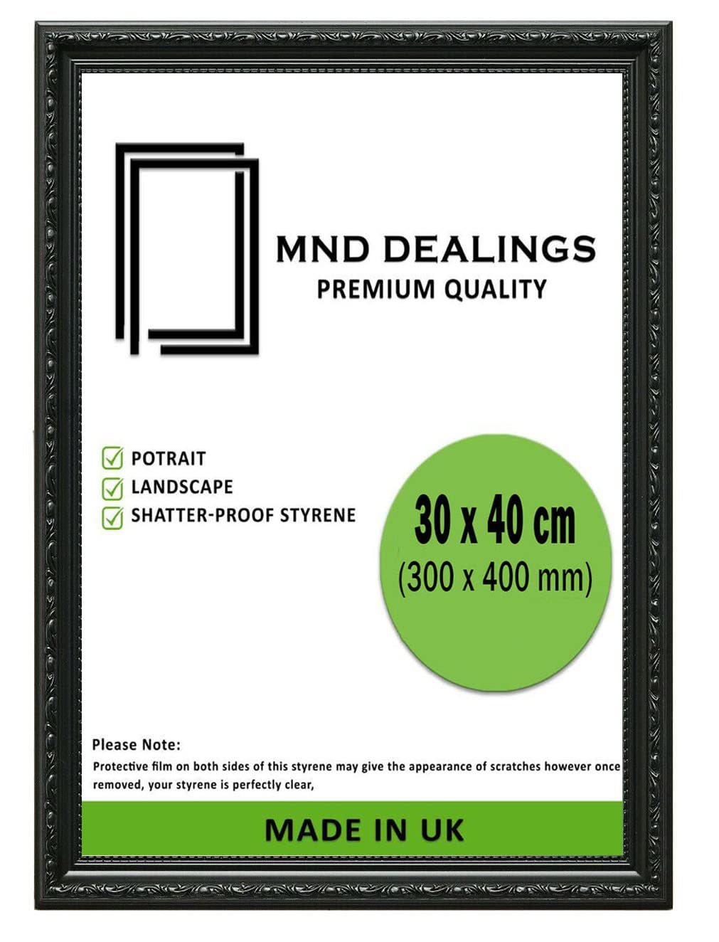MND Dealings Antique Vintage Ornate Shabby Chic Black 40X30 CM (15.7X11.8) Poster Frame| Various Sizes Frame for Wall Gallery Art Photo Frames Display |For Gift Sleek Home Décor