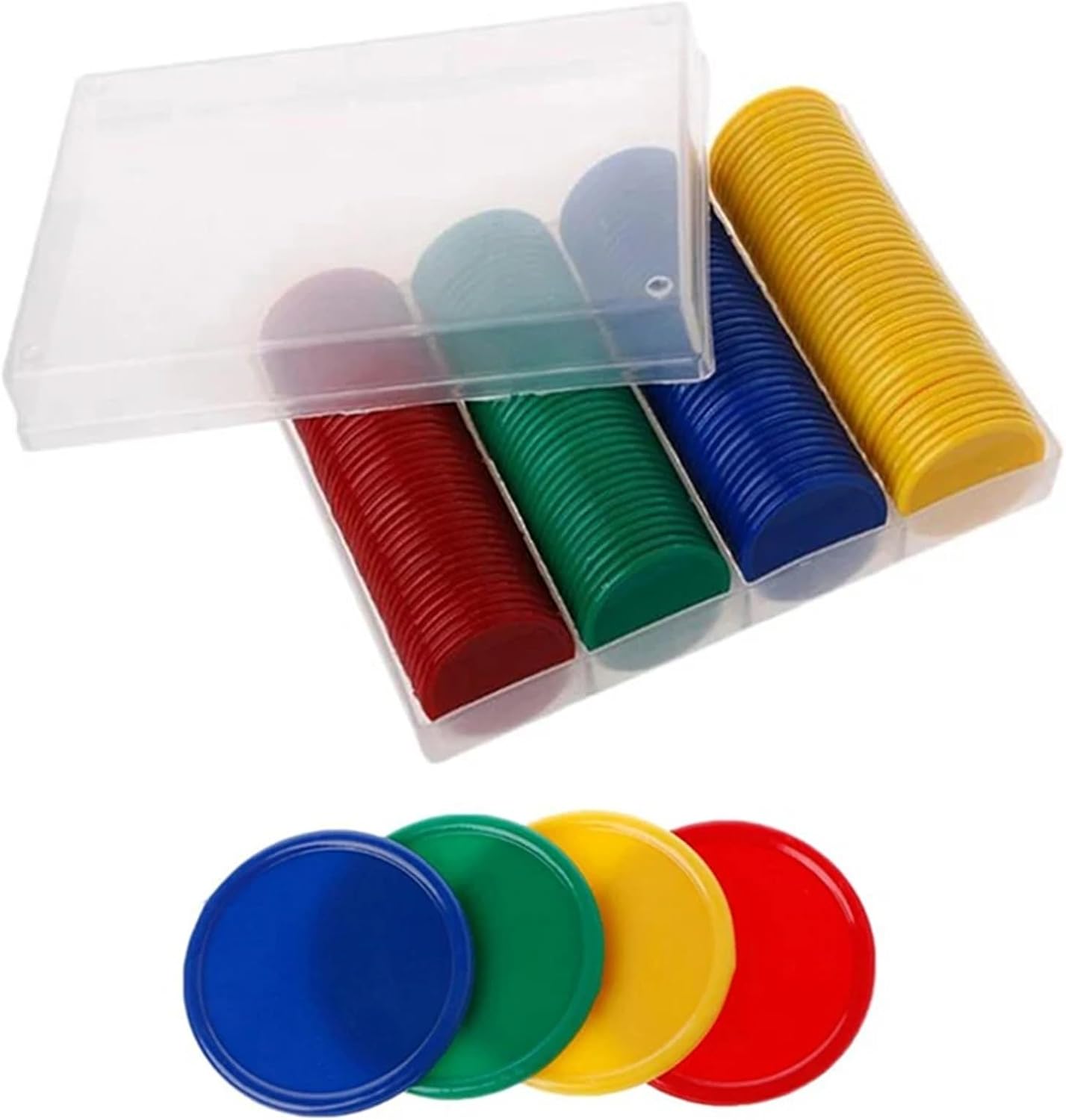 Plastic Poker Chips 160pcs Plastic Poker Chips 38mm Learning Counters Disks Chip Counting Discs Markers for Mahjong Game Tokens