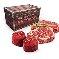 Vista 11 de Caja de regalo de 4 filetes Grumpy Butcher – 2 filetes de entrecot (12 oz) y 2 filetes de solomillo superior (6 oz) – Sampler de carne Angus