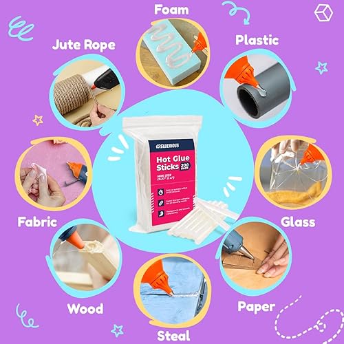 Miniatura 6 de Gluerious Mini barras de pegamento caliente para pistola de pegamento, paquete de 200 unidades a granel de 0.27 x 4 pulgadas, tamaño pequeño,