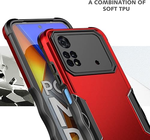 Miniatura 4 de XWS Funda Para Xiaomi Poco M4 Pro 4G, Poco M4 Pro 4G Caso Armadura 2 en 1 Absorción De Choques Doble Capa TPU + PC Cubierta Protectora Para Xiaomi