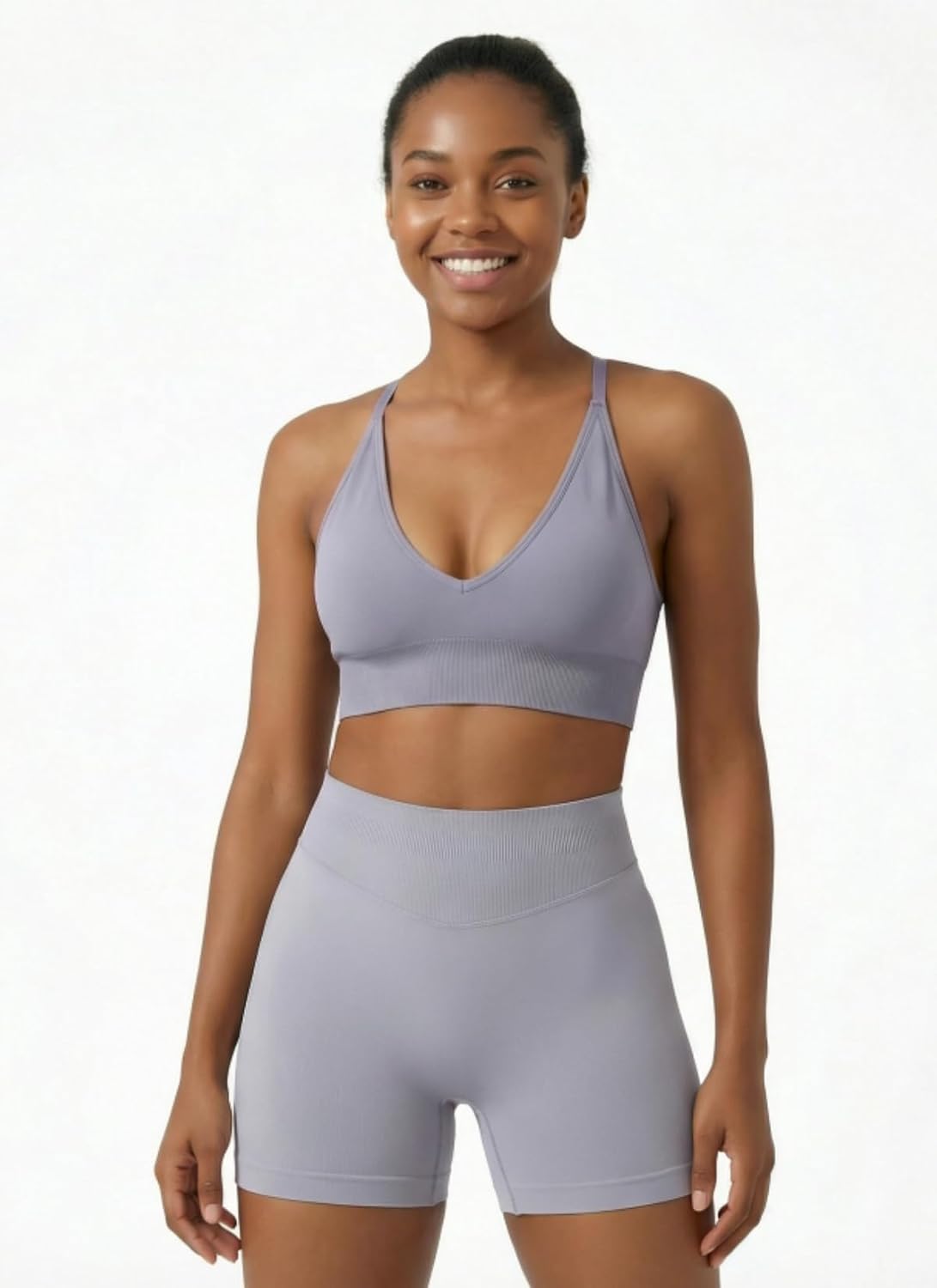 V Neck Adjustable Spaghetti Straps Sports Bra for Women, Padded Criss Cross Back Longline Yoga Bra Workout Crop Top Multipack - Image 2