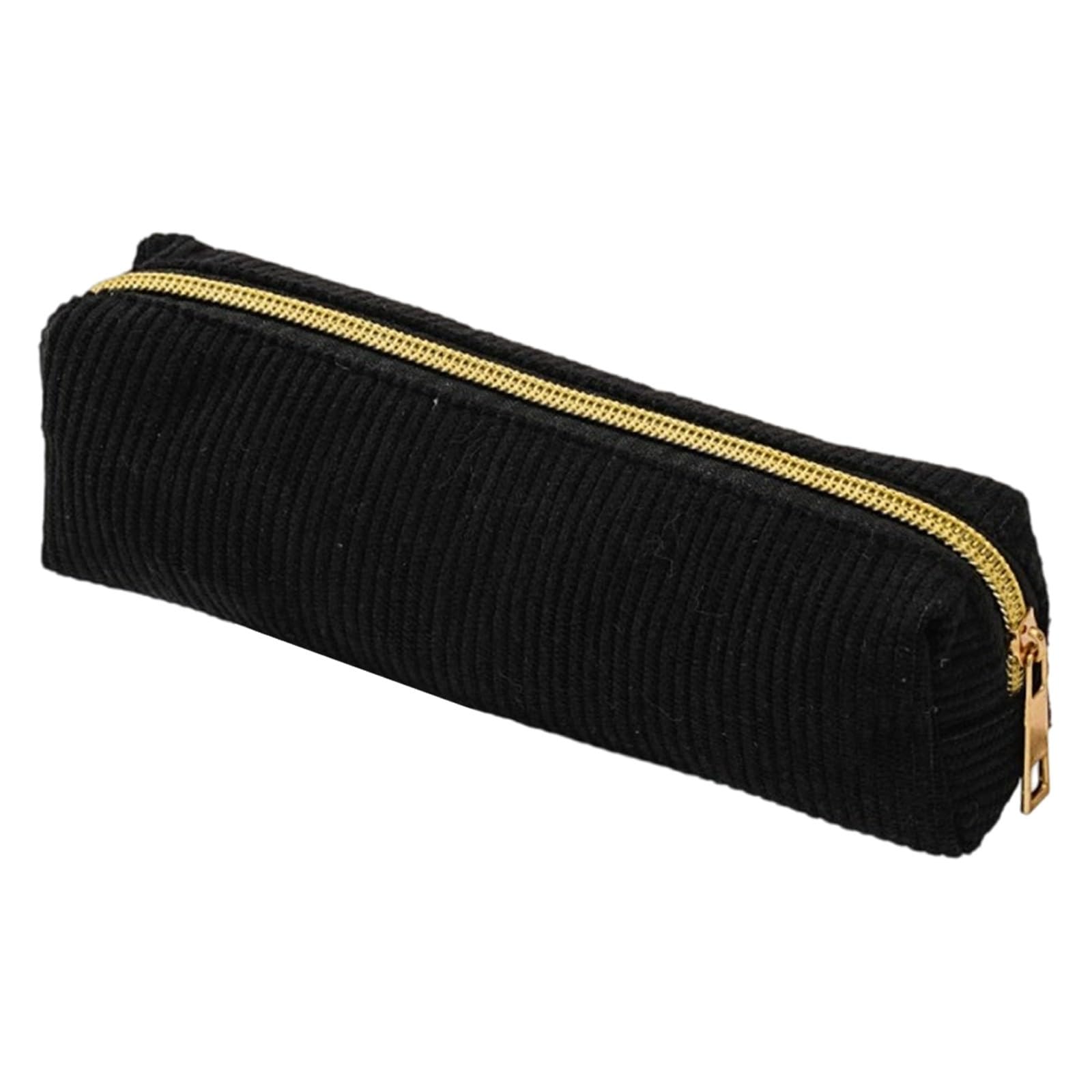 Aesthetic Cord Fabric Small Pencil Case, Compact Stationery Organiser for Boys Girls Teens Back to School Study Black
