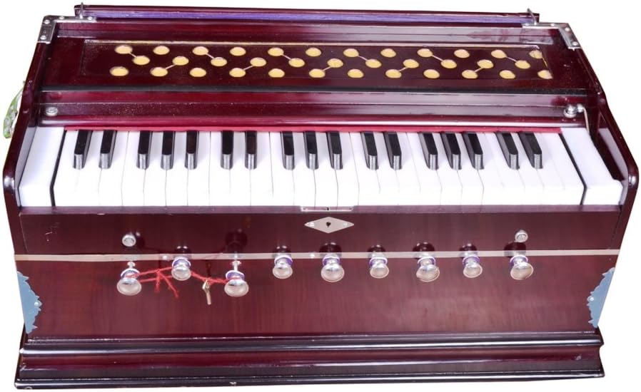 Indian Handmade Wooden Harmonium Harmonica 3.5 Octave 9 Stops Dark Brown