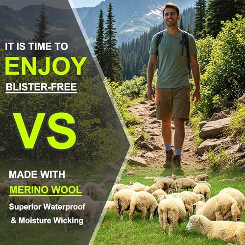 Merino Wool Waterproof Socks, Unisex Waterproof Hiking Socks Cushioned & Moisture Wicking Waterproof Socks, 1 Pair2