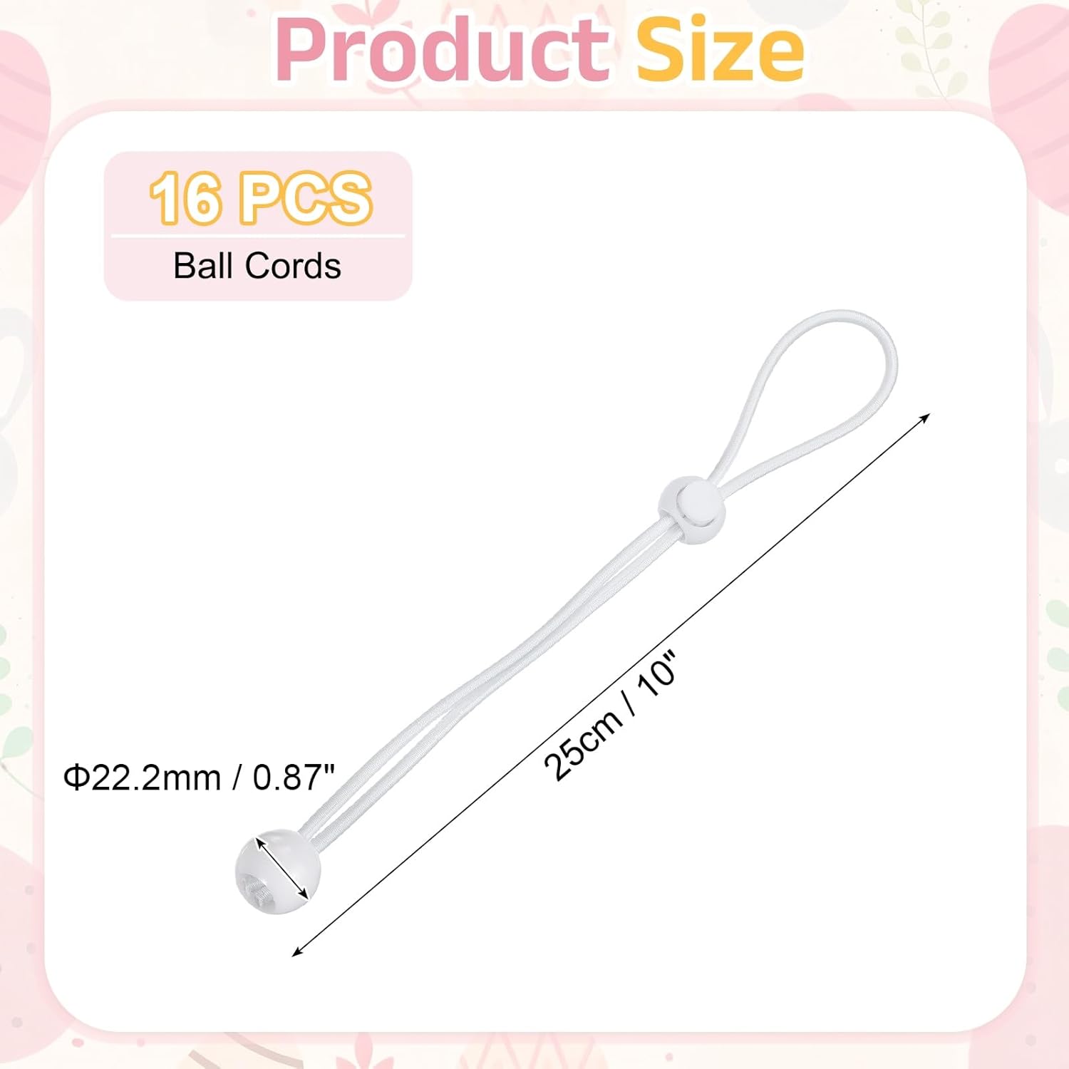 PATIKIL Ball Bungee Cords, (25cm / 10 Inch, White) (16 PCS) Universal Bungee Tie Downs, Suit for Shelter Camping Cargo Outdoor Roller Blinds Tents Canopies Tarp