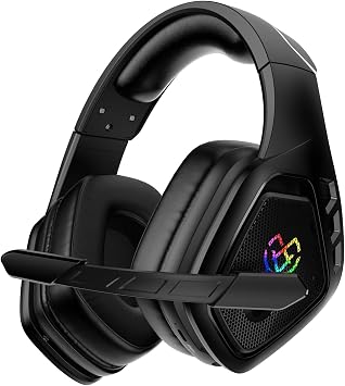 Tatybo Wireless Gaming Headset for PC, 2.4 Ghz USB & Type-C Gaming Headphones with Microphone, 30H Battery Bluetooth Headphones for Switch, Laptop, Mobile, Mac Black