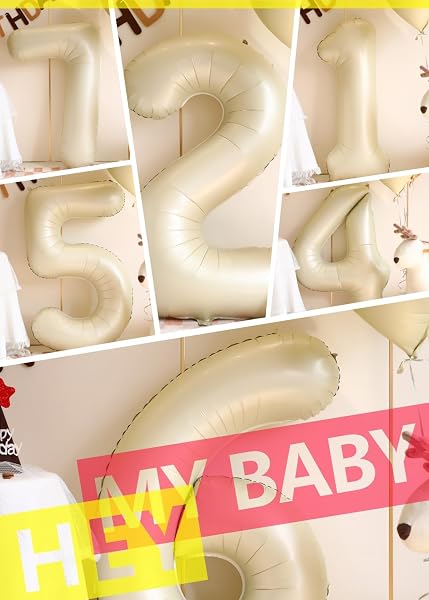 40インチ クリーム白色 数字バルーン 大きい 約90cm 誕生日 飾り付け 風船【数字2】バースデーバルーン バースデー パーティー お祝い Ptyceler - 5
