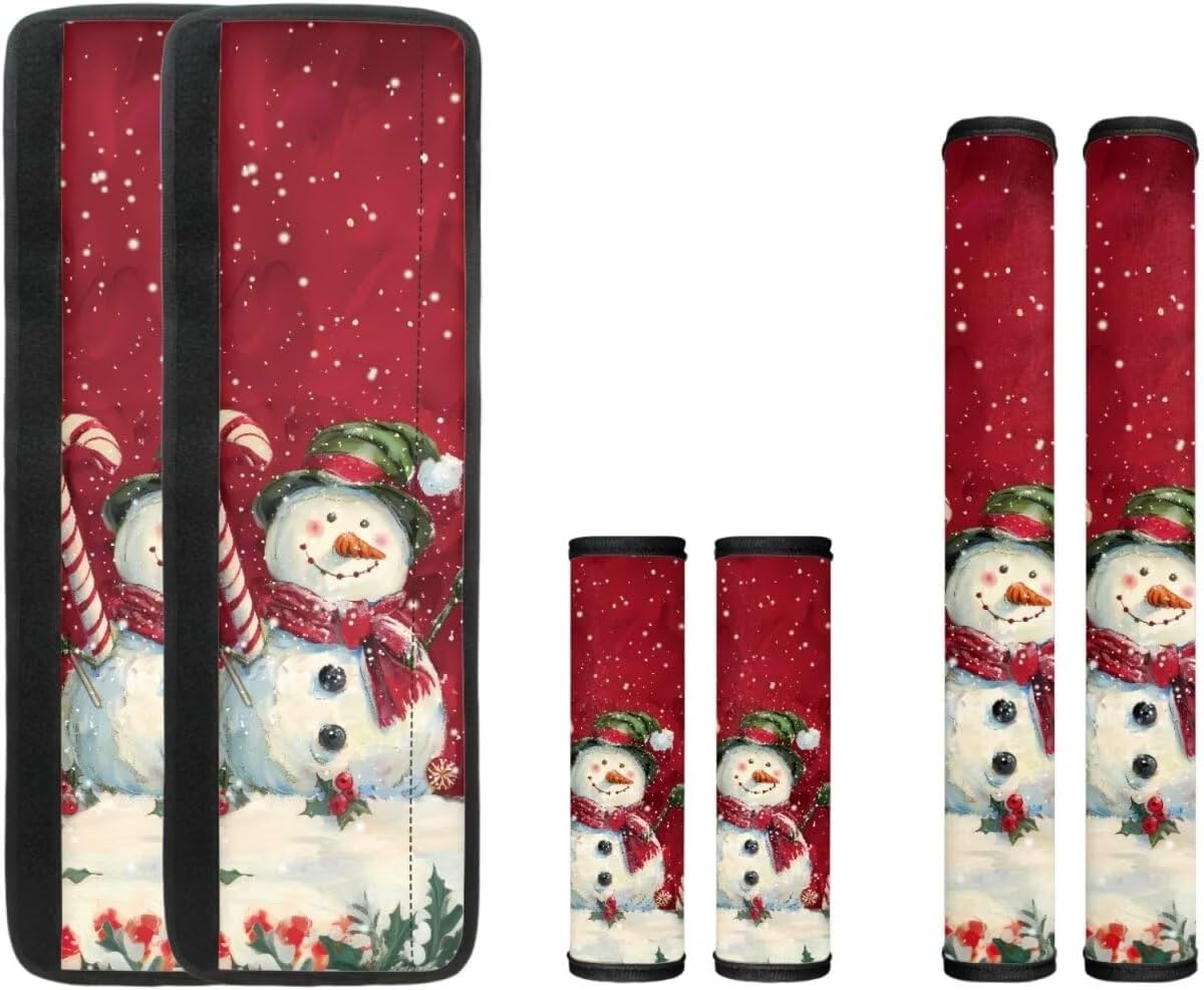 Biyejit Candy Snowman Refrigerator Door Handle Covers Set of 6, Christmas Fridge Handle Covers Kitchen Appliance Handle Cover for Oven Microwave Dishwasher