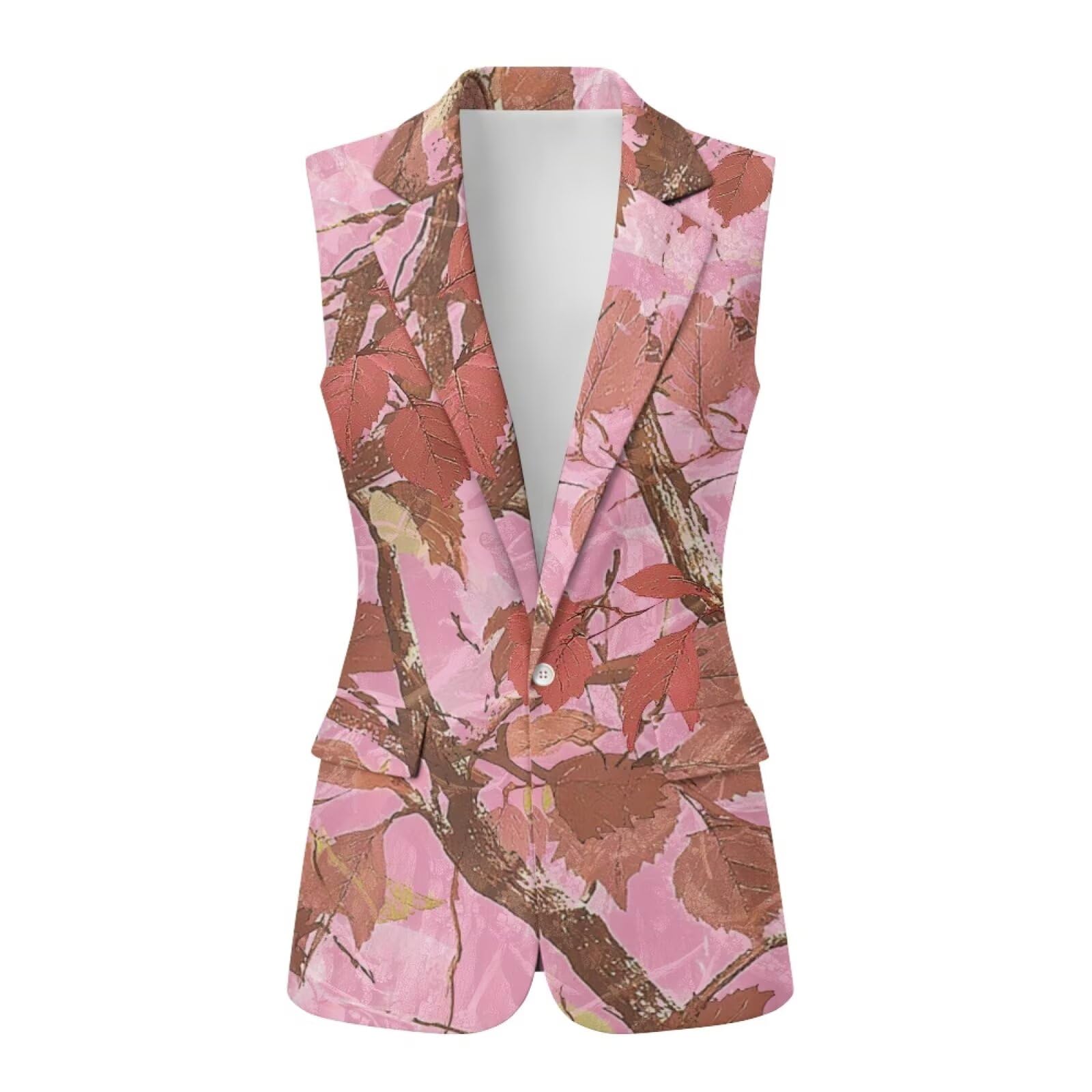 Women Vest Top Sleeveless Button Lapel Blazer Vests Suit Dressy Jacket Cardigan with Pockets