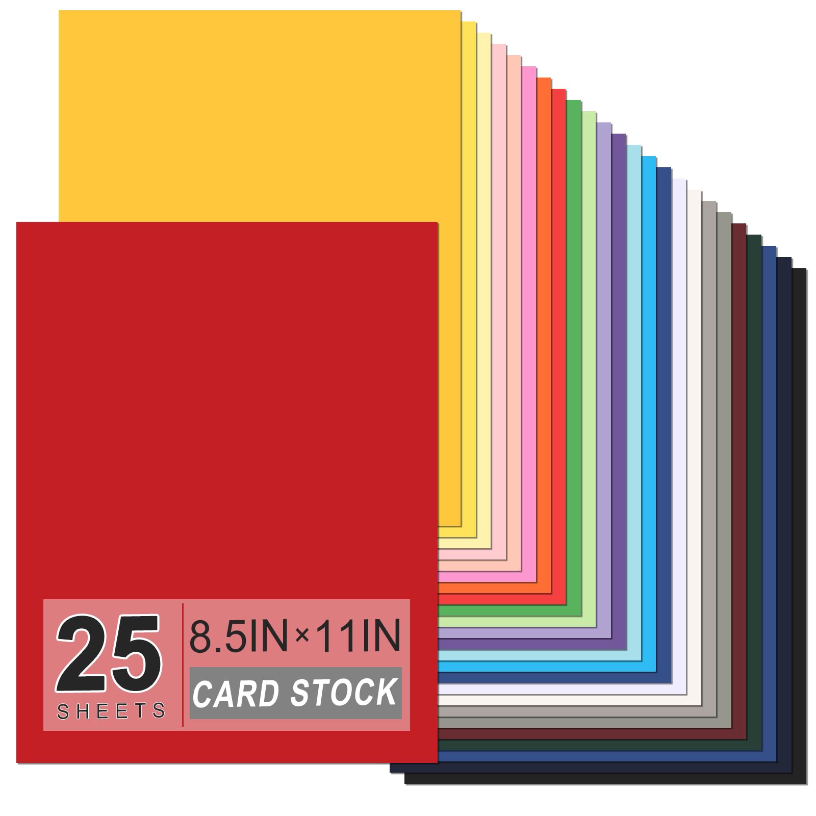 180gsm Coloured Card, 25 Sheets Coloured Paper A4 Pack Assorted, Coloured Paper Craft Cards, Cardstock for Crafts, Scrapbook, Printing, Party Decorations - 25 Assorted Colours