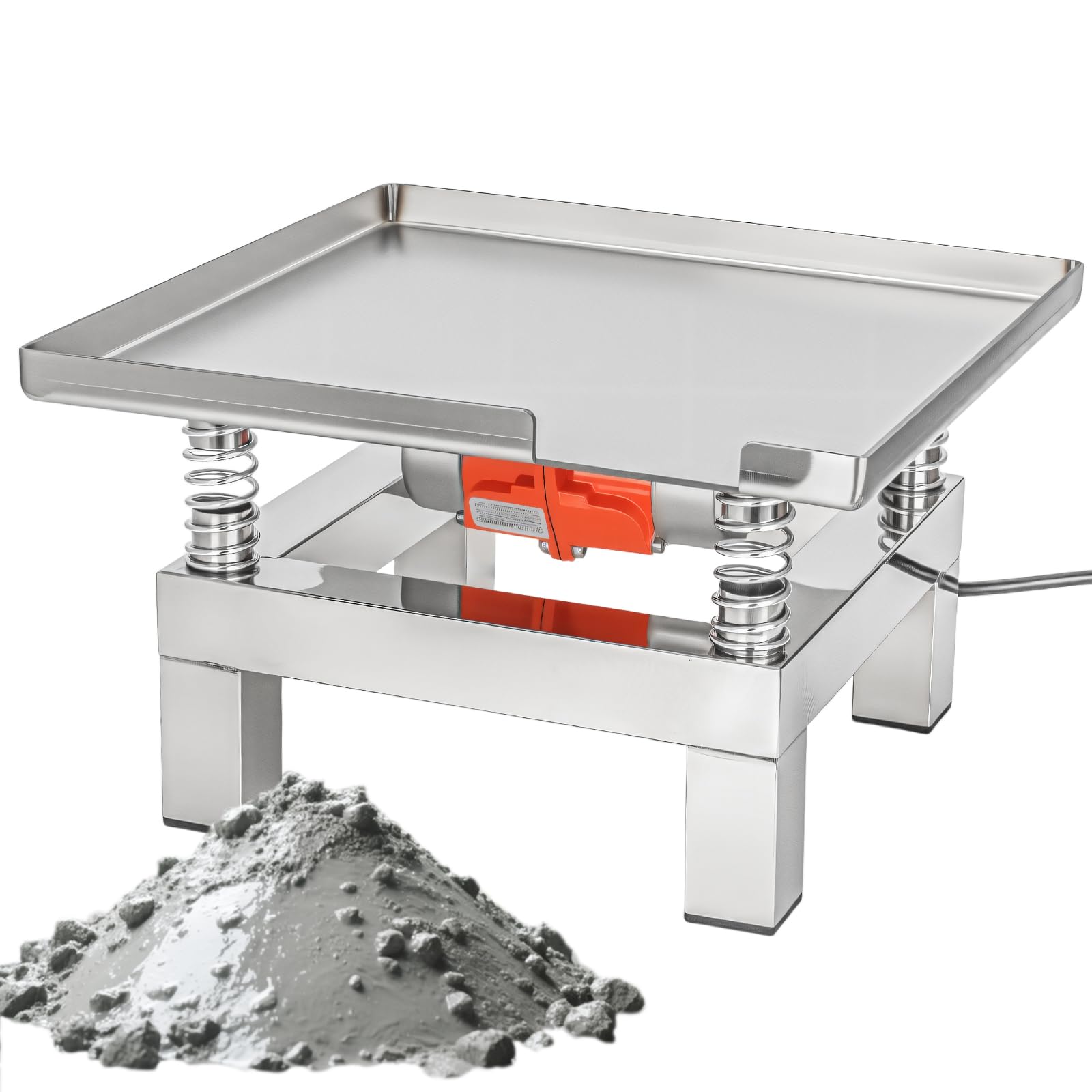 Photo 1 of Helivivfy Concrete Vibration Table, 13.8 * 13.8 Inch Mini Vibrator 50W Stainless Steel Copper Wire Motor Vibration Test Bench for Resin Plaster Mold Compaction Platform