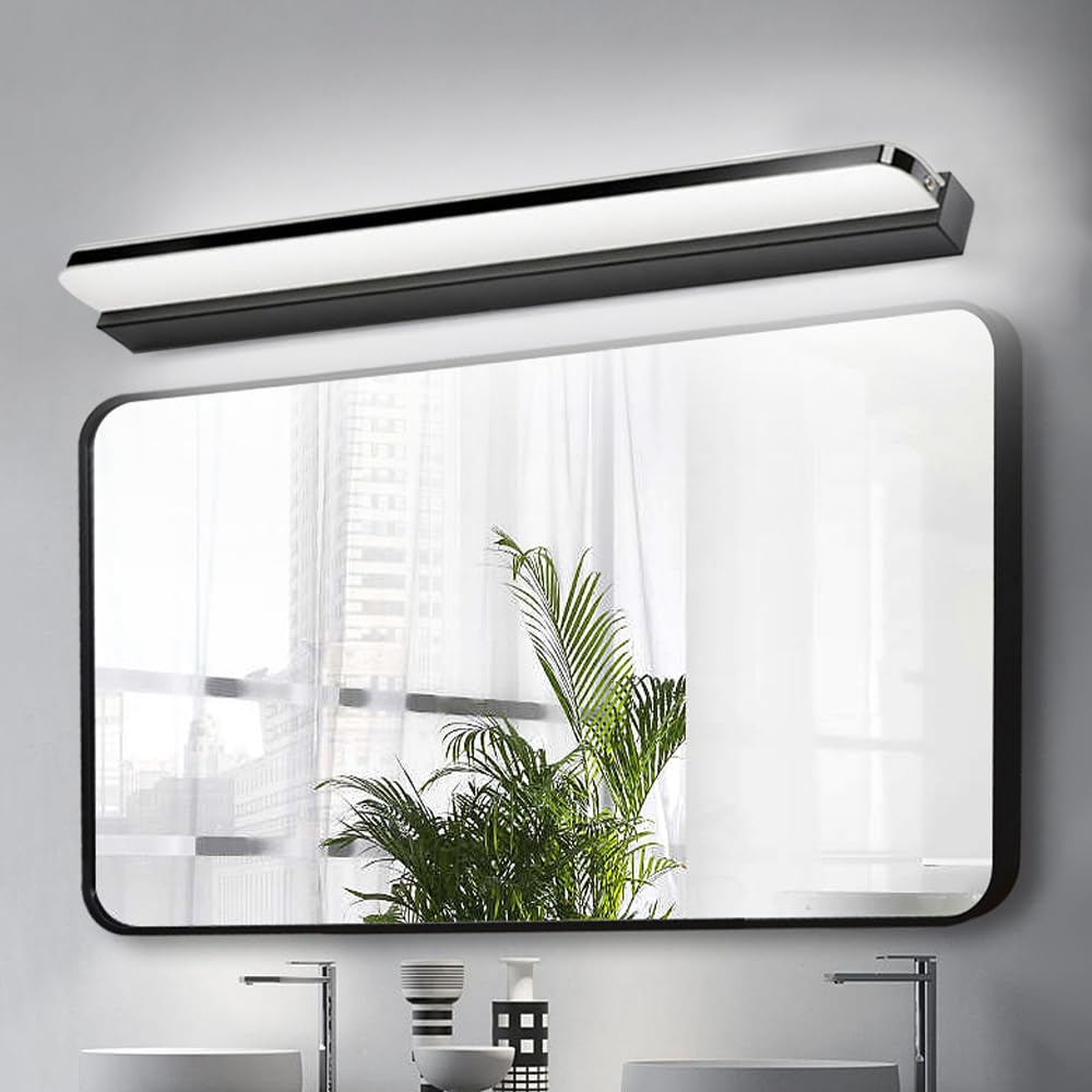 Nowoczesna lampa ścienna do wnętrz, lampa LED do lustra, łazienka, 40 cm, zimna biel, 9 W, lampa ścienna do sypialni, oświetlenie szafki z lustrem (kolor czarny, 60 cm)