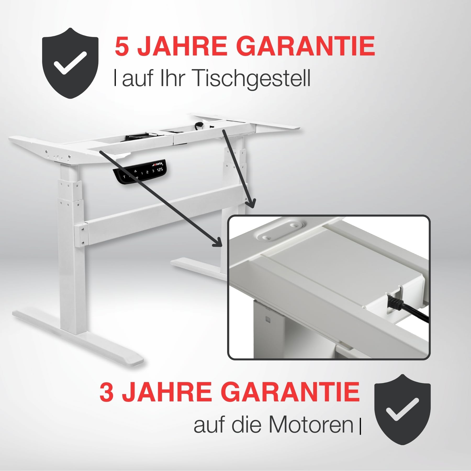 ergoPRO höhenverstellbarer Schreibtisch Gestell elektrisch 63-125 cm in grau I Schreibtischgestell höhenverstellbar mit 2 Motoren & Memory-Funktion I Tisch höhenverstellbar mit 3-Fach-Teleskop