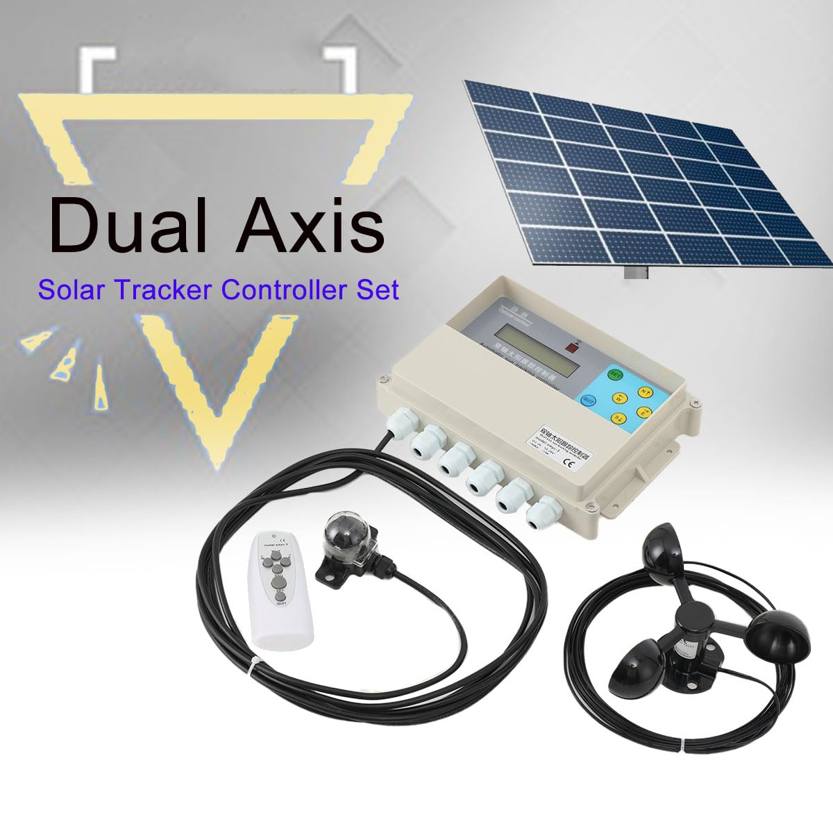 Solar Automatischer Tracking Controller Automatisches Solar Tracking Dual Tracker Controller mit Windgeschwindigkeitssensor(Doppel Achse)