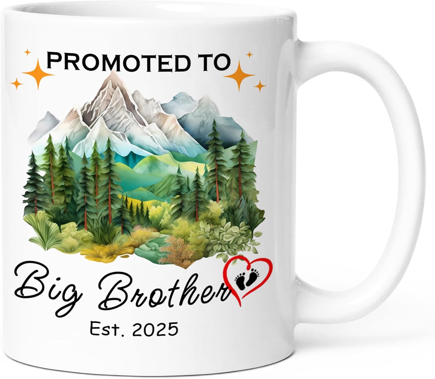 Promoted to Big Brother Gifts Est 2025, Brother to Be Baby Announcement Gifts Ceramic Coffee Mug 11 oz (brother2025)