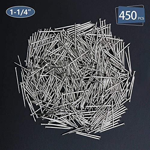 Image of JEGONFRI 450pcs 1-1 /4 inch Nickel Flat Head Nails for Hanging Pictures Woodwork