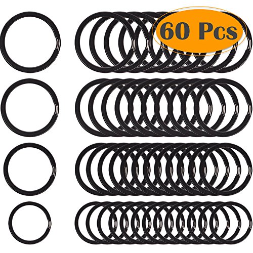 Selizo 60 Pieces Black Split Key Rings for Home Car Keychains