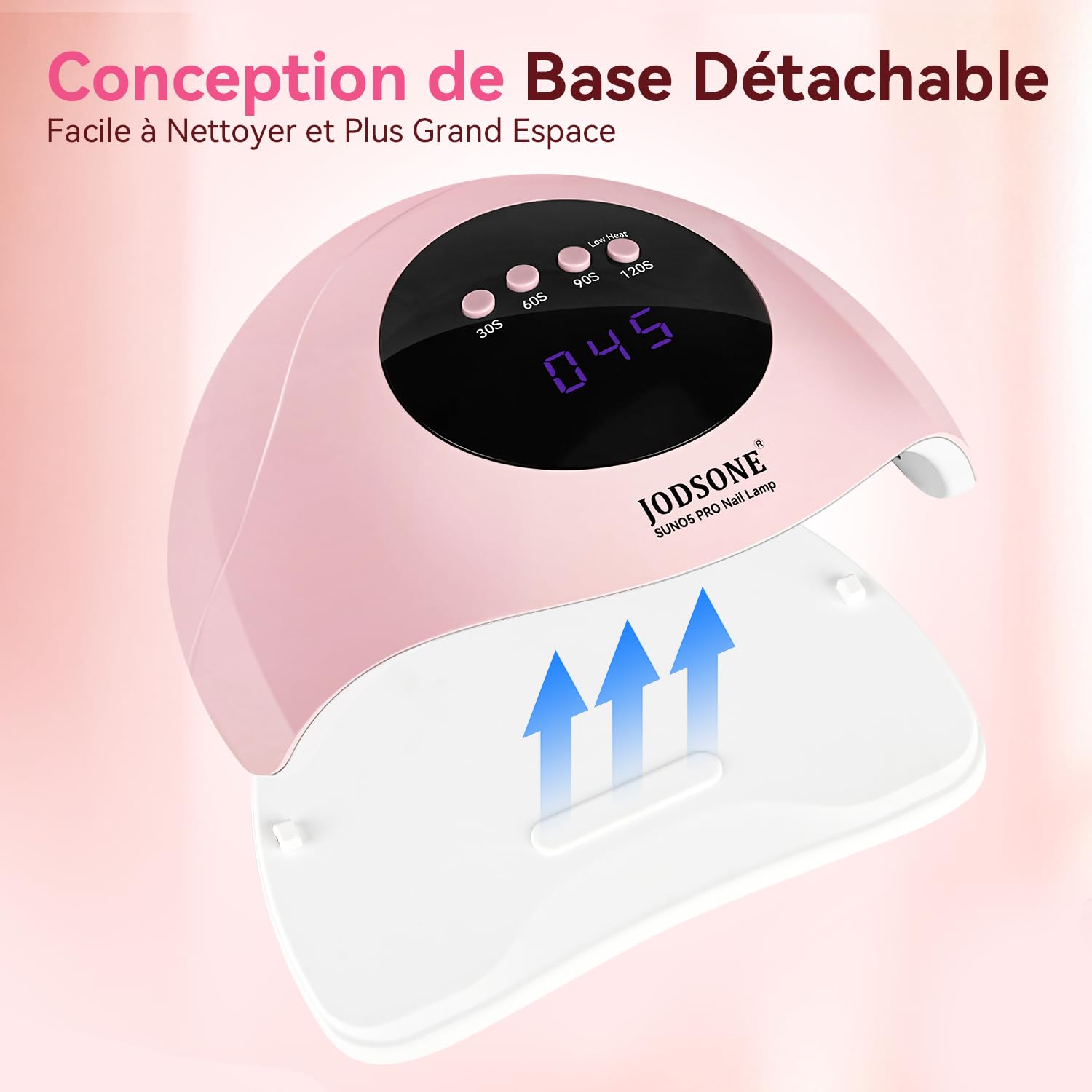 JODSONE Lampe UV Ongles Gel, Lampe à Ongles UV/LED Double Source Lumineuse avec 4 Minuteries et Capteur Automatique, Séchage Rapide du Vernis Gel-Rose