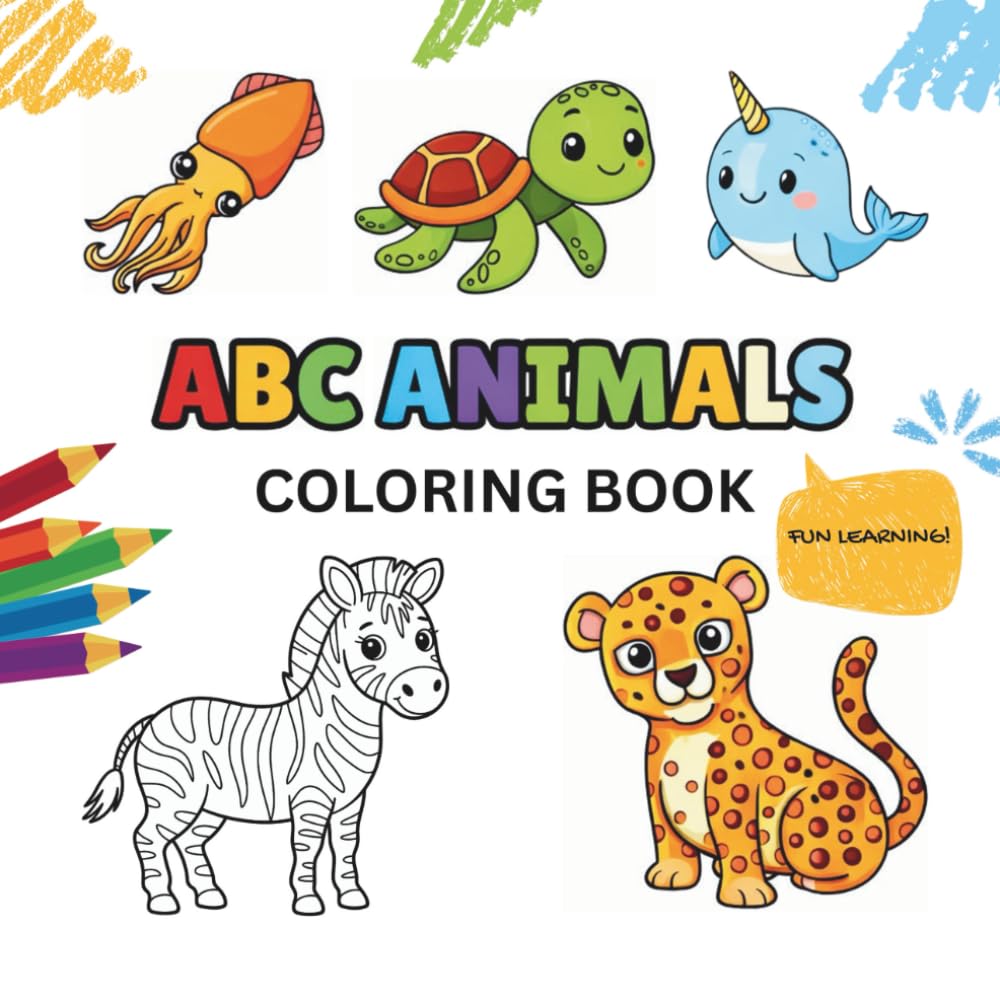 ABC Animals Coloring Book: A Fun Learning ABC Animal Coloring Book for Children, School Activities, Education, Fun Learning, Engaging Book Coloring, Animals