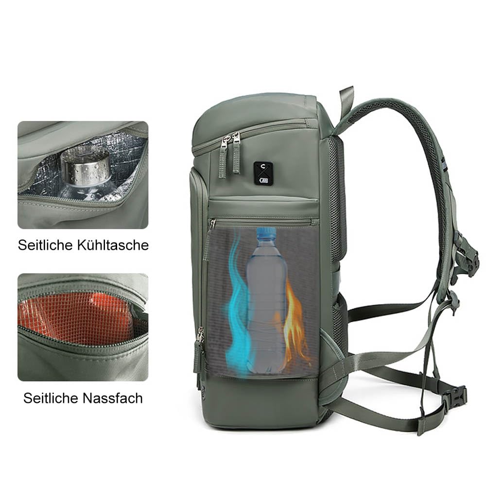 Reiserucksack 17 Zoll Laptop Sport Rucksack mit Schuhfach Nassfach Laptopfach Groß Wasserdicht Ergonomisch Anti Diebstahl (Schwarz)