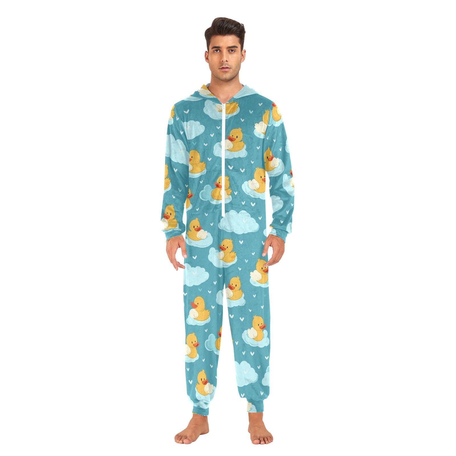 junzan Ducks Clouds Onesie Dorośli Onesie Piżama dla kobiet Mężczyzn Bielizna nocna dla kobiet mężczyzn