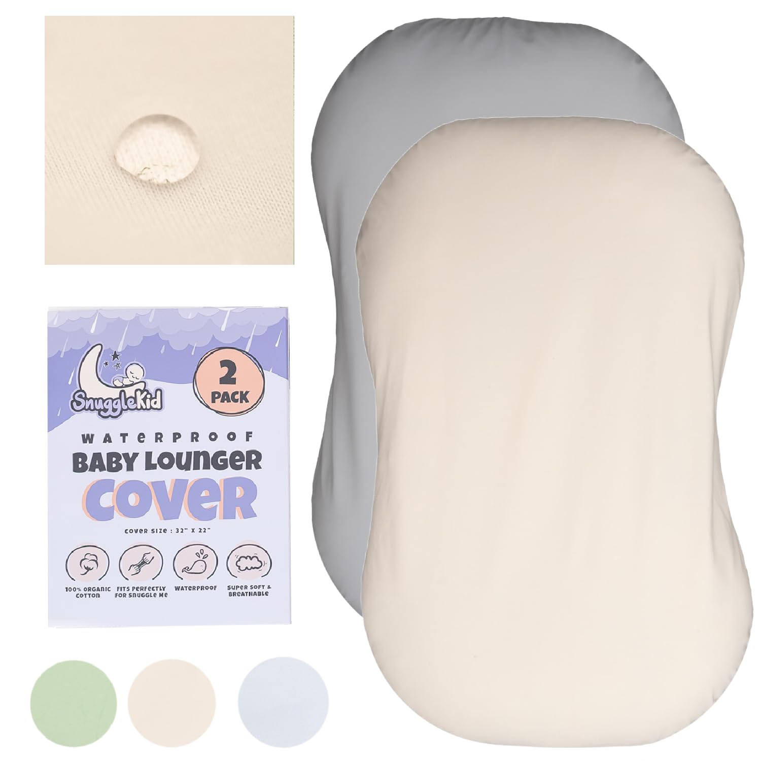 Snuggle Me Baby Lounger Pea Pod Muslin Cover Pack Cotton