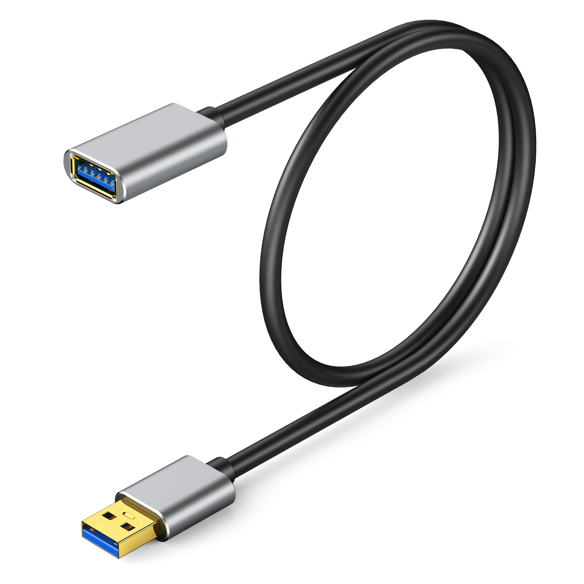 1.0 m USB Verlängerungskabel, USB 3.0 A Stecker auf Buchse Extender Kabel, 5Gbps High-Speed Datenübertragung, vergoldet & Anti-Interferenz Kompatibel mit Tastatur/Maus/Drucker/VR/Webcam
