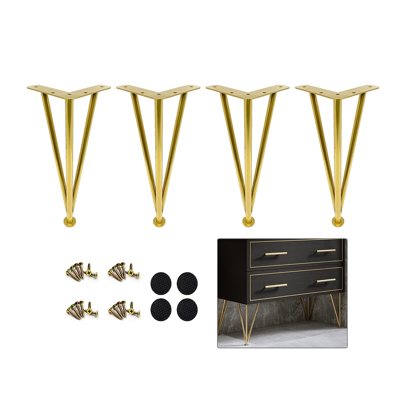 Patas de mesa ajustables de metal resistente de 8 pulgadas, patas de repuesto para gabinetes con protectores de suelo para cómodas, baños, patas de muebles de bricolaje y diseño versátil