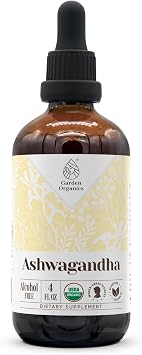 Ashwagandha USDA Organic Alcohol-Free Extract | Dietary Supplement, High-Potency Tincture | Natural Certified Organic Ashwagandha Withania Somnifera Dried Root 4 oz