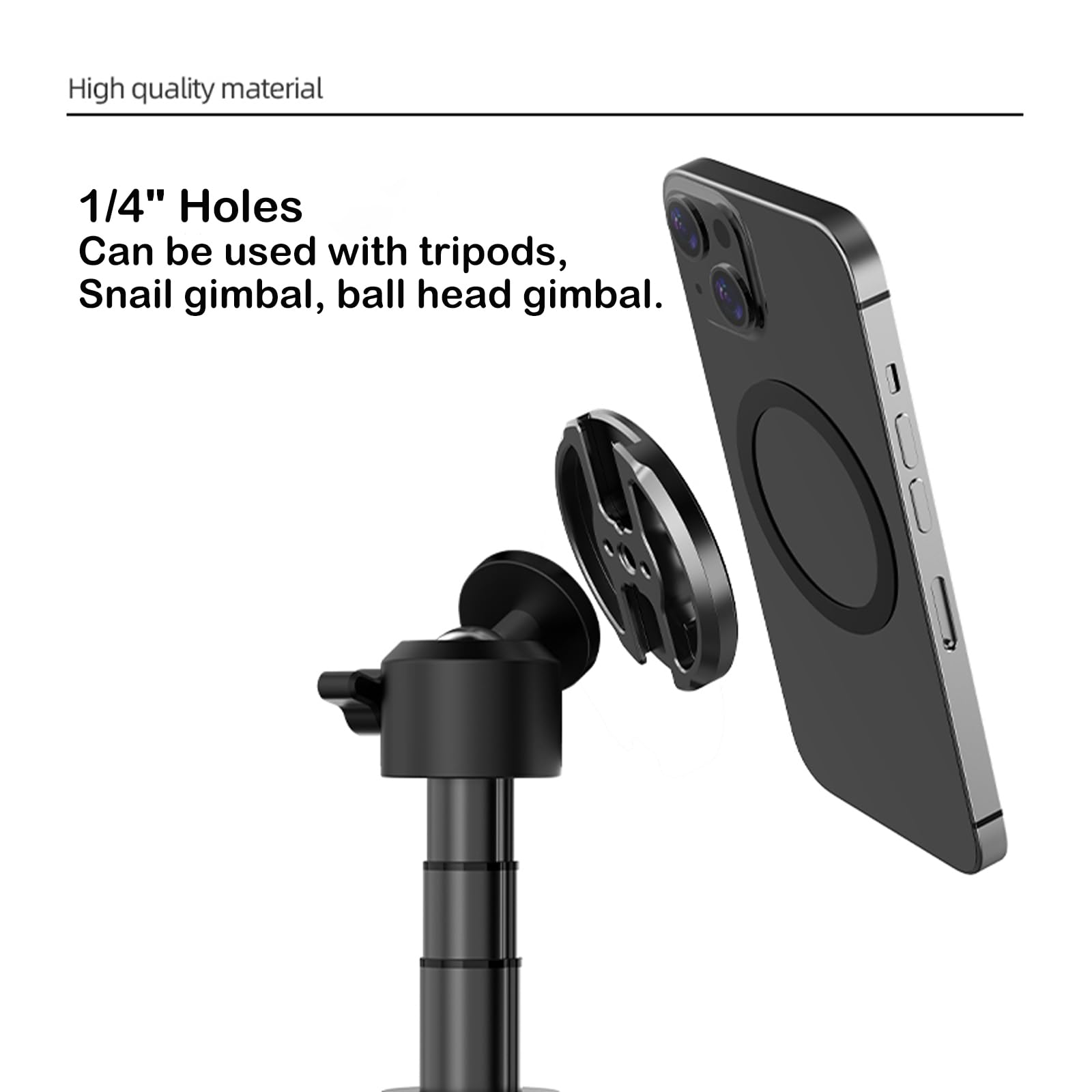 Magnetyczny uchwyt na statyw do telefonu MagSafe iPhone 16 15 14 13 12 Plus Pro Max wszystkie serie i więcej z otworami 1/4 cala i zimną stopką
