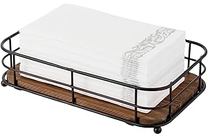 MyGift Matte Black and Dark Brown Wood Disposable Hand Towels Holder