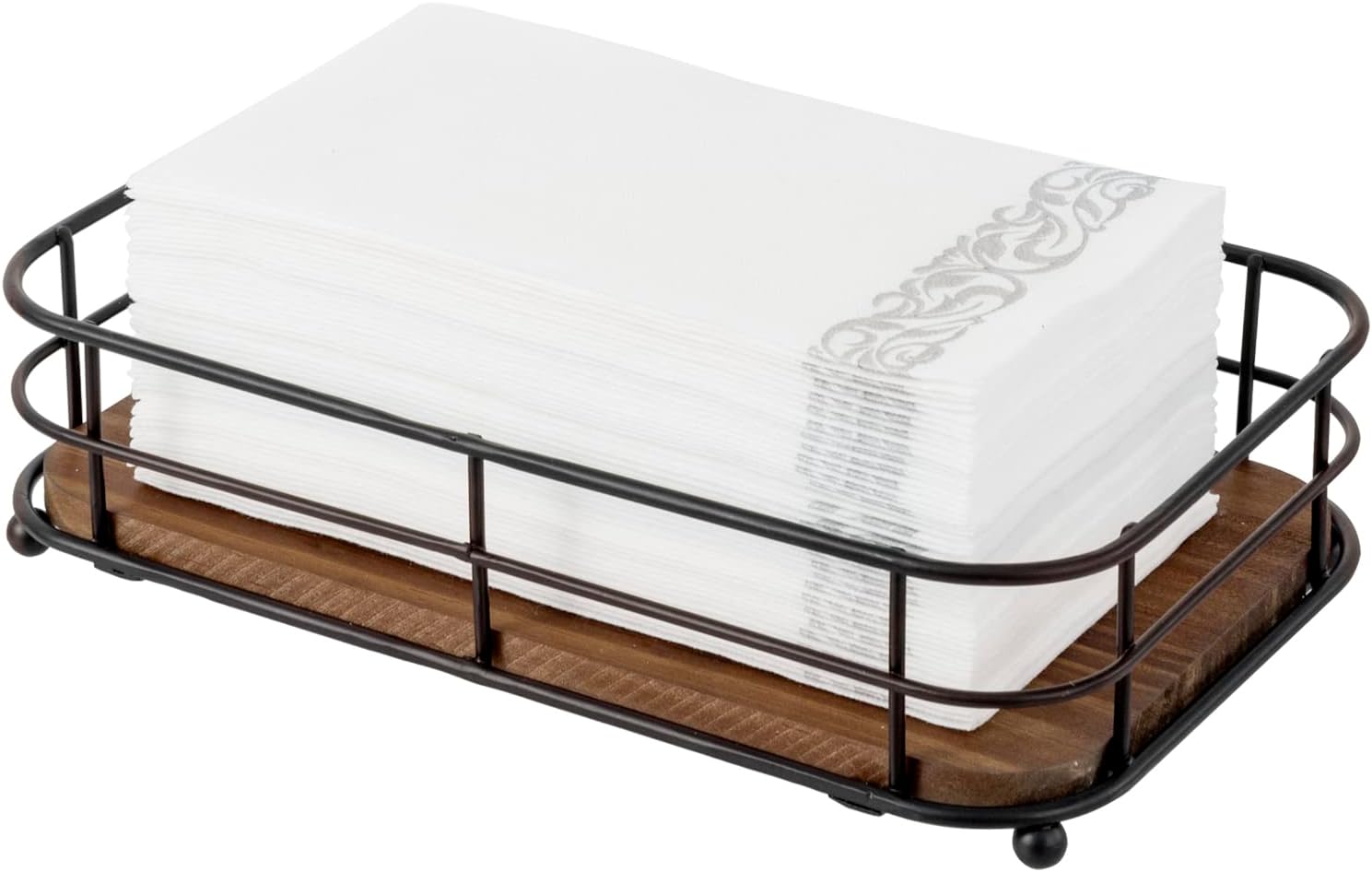 MyGift Modern Metal Wire Bathroom Paper Hand Towel Holder in Brass Tone Finish, Guest Bathroom Countertop Vanity Disposable Folded Trifold, C-fold, (Marble)