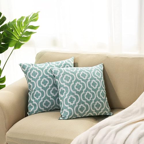 Miniatura 10 de Decor Ur Space Juego de 2 fundas de almohada jacquard con patrón enrejado (marrón)