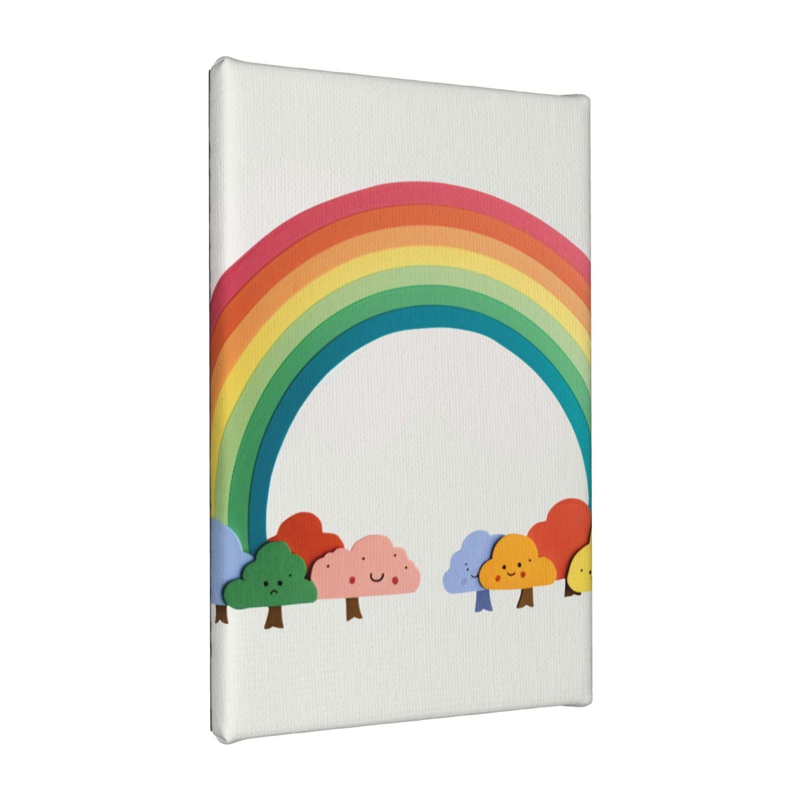 Ykljg Small Rainbow Printed Wall Art Canvas Painting 20X30 Cm Wooden Framed Picture Painting Artwork Prints For Bedroom Kitchen Home Office Decor