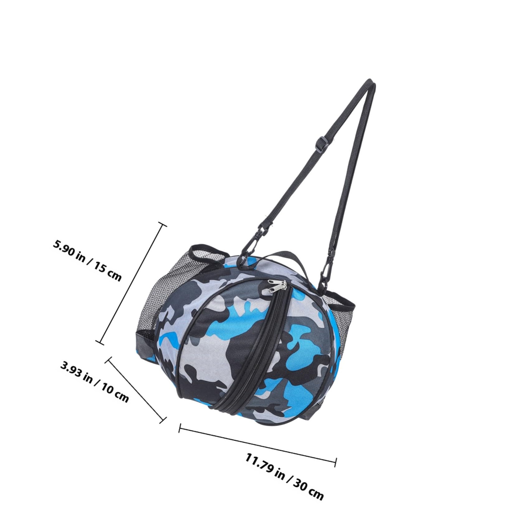 Bolsa de Baloncesto Ligera Correa Hombro y Bolsa Lateral de Malla en Poliéster Oxford para Deporte al Aire Libre y Viajes