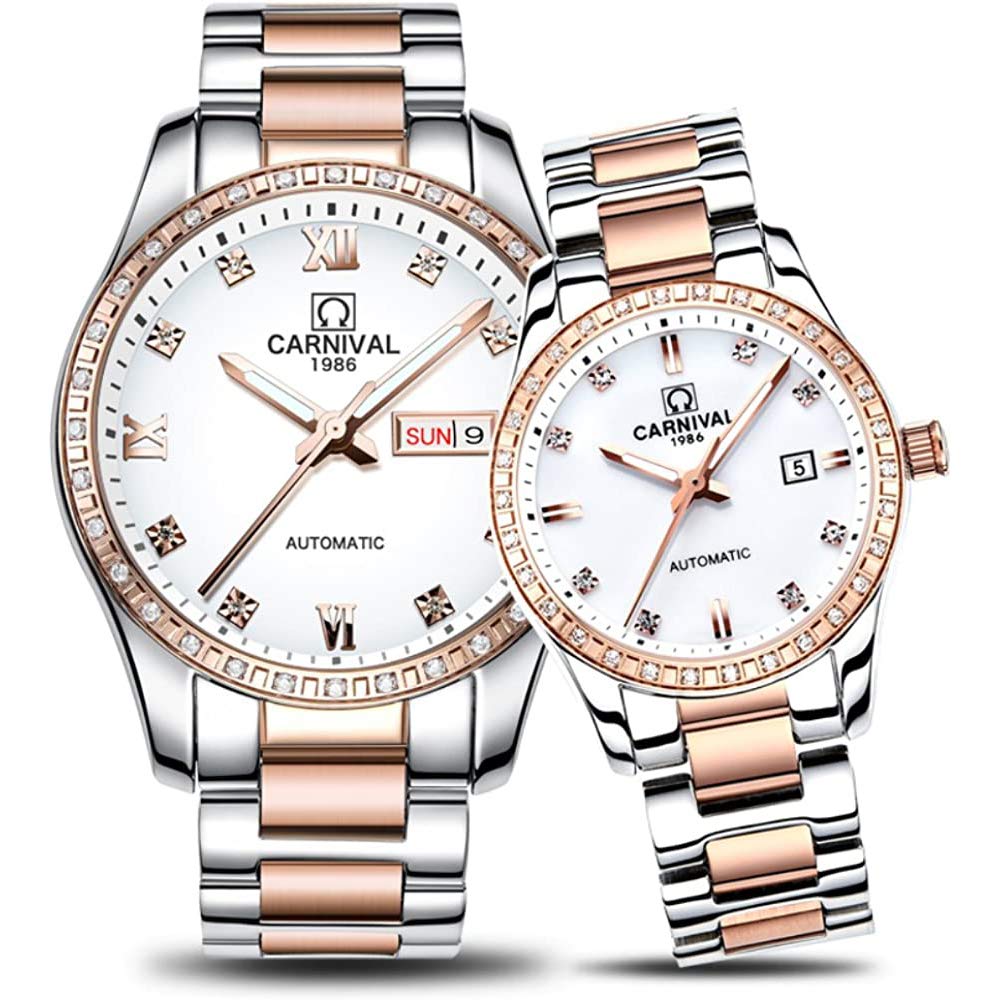 MASTOP Paar Uhren Herren und Damen Automatische mechanische Uhr Mode Chic für Sie oder Ihn, 2 Stück