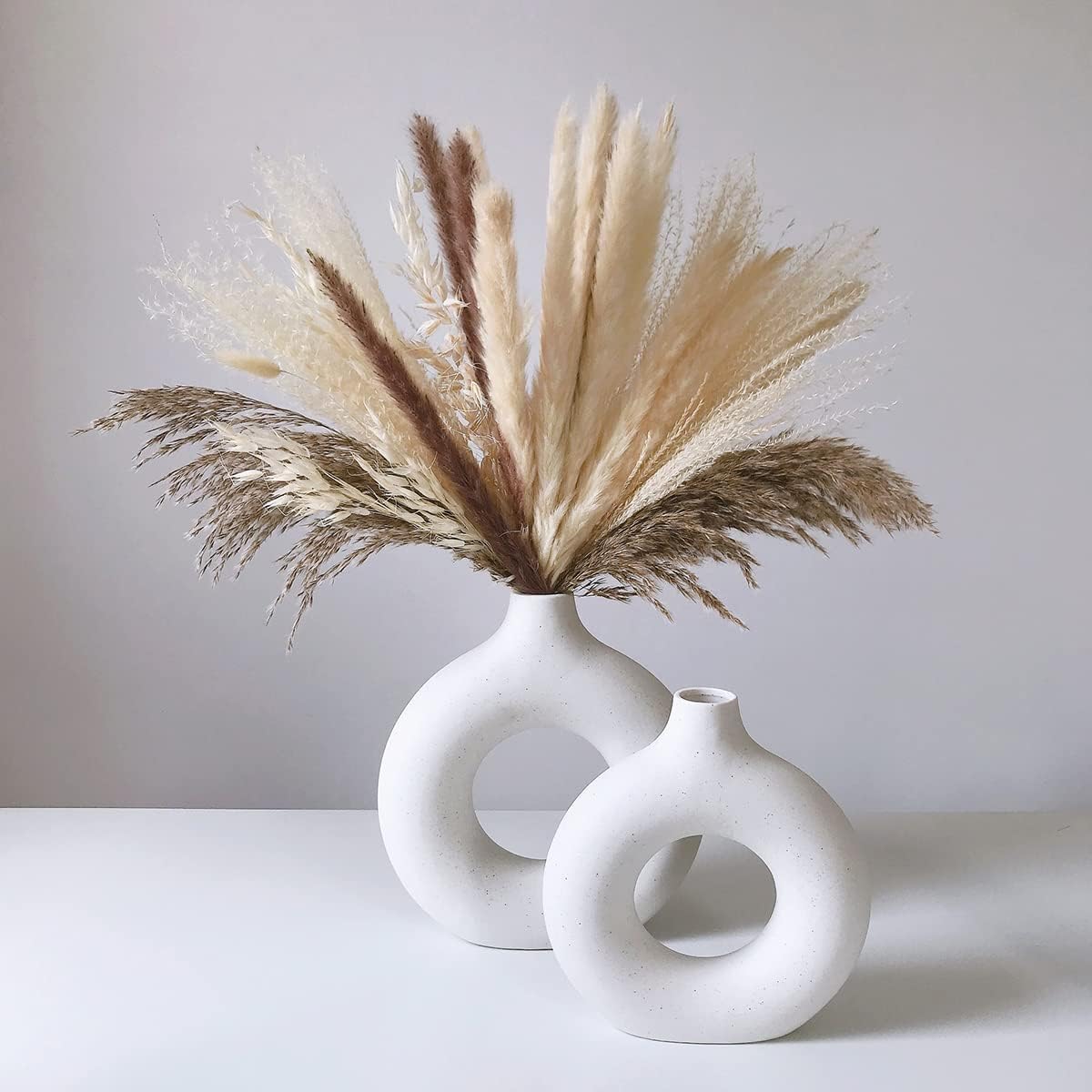 Eastern Rock White Ceramic Vases for Pampas Grass,Water