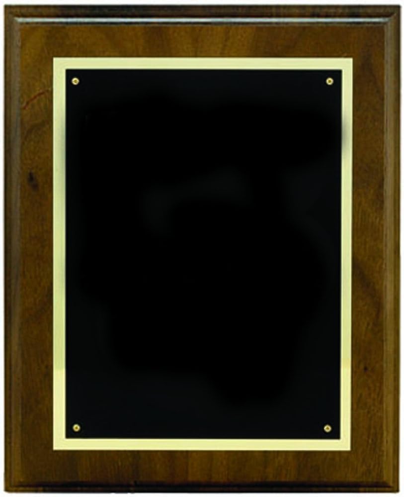 SHOP AWARDS AND GIFTS Customizable Award Plaque Personalized Custom Engraved 6x8 Inch Walnut Finished with Black Plate Gold Trim, Includes Personalization