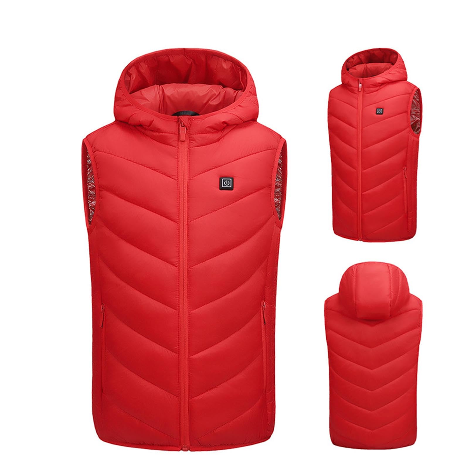 Gilet Chauffante Enfants Veste à Capuche Sans Manche Doudoune Chauffant USB avec 10 Zones de Chauffage Blouson Décontractée Confortable Vêtements Coupe-Vent Imperméable d'extérieurer